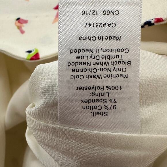 Talbots Size 8 Petite Pencil Skirt Bird Design Colorful Scalloped Hem Fun Beach - Picture 7 of 10